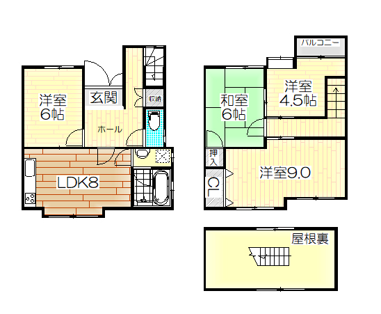 京都市東山区本町15丁目貸家の間取り